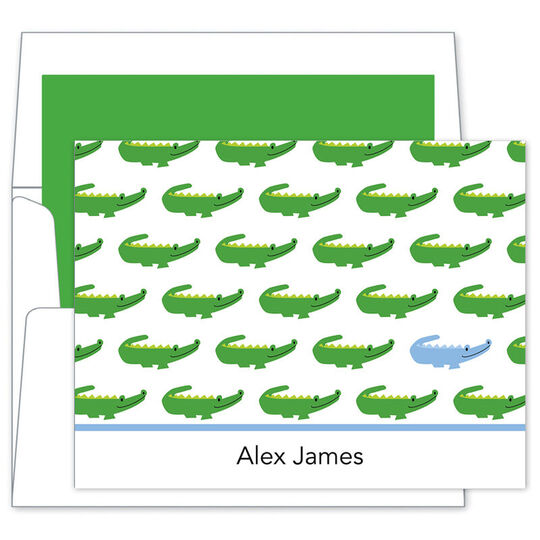 Alligator Repeating Pattern Folded Note Cards